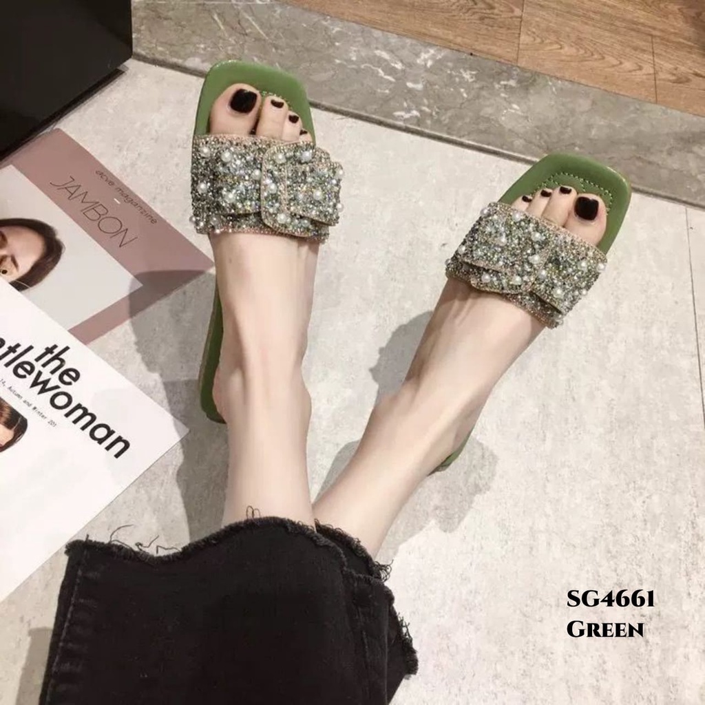 RESTOCK WYN SANDAL RIBBON FULL DIAMOND FASHION KOREA SG4661