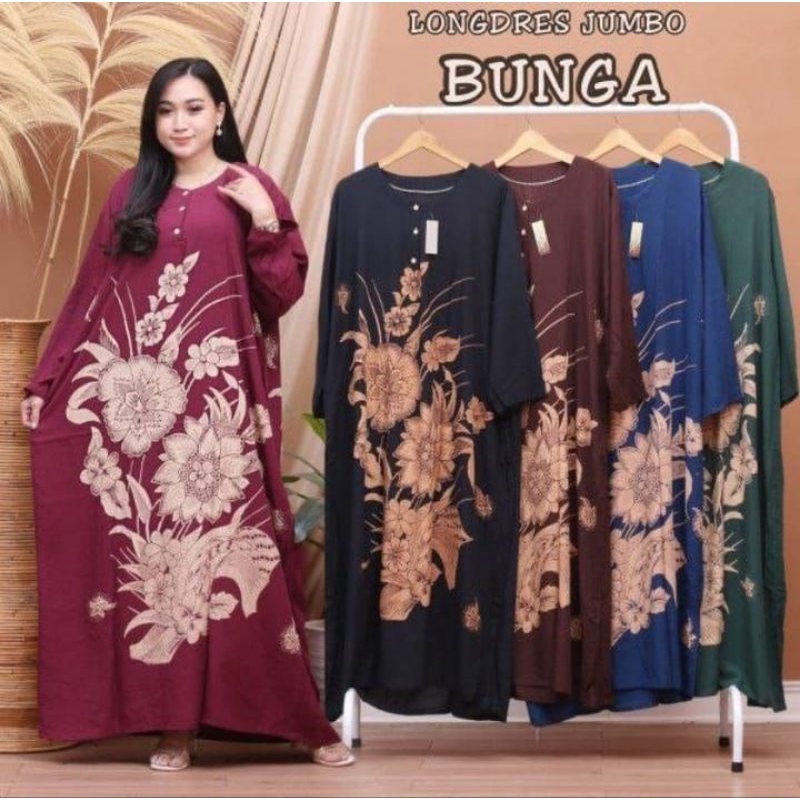 Longdress Wanita Jumbo Terbaru Lengan Panjang - Dress XXXL Motif Batik - Daster Ld 130 Busui