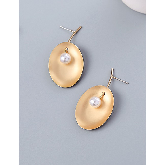 LRC Anting Tusuk Fashion Gold Geometric Drop Oil Pearl S925 Pure Silver Earrings Wild F95519