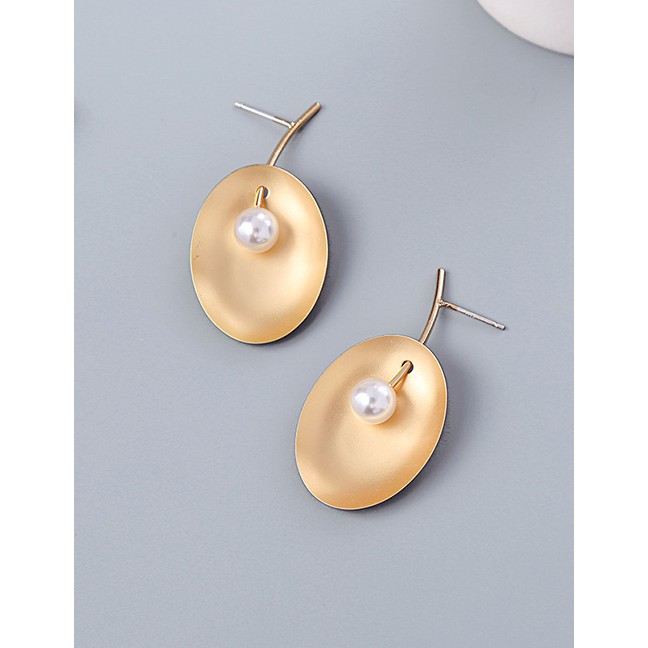 LRC Anting Tusuk Fashion Gold Geometric Drop Oil Pearl S925 Pure Silver Earrings Wild F95519