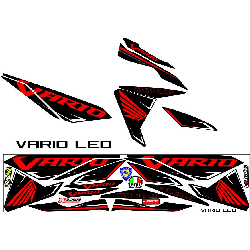 STIKER/ STRIPING VARIASI HONDA VARIO 125 & 150 LED TAHUN 2015 2016 2017 MOTIF VARIO MERAH BARU VARIA