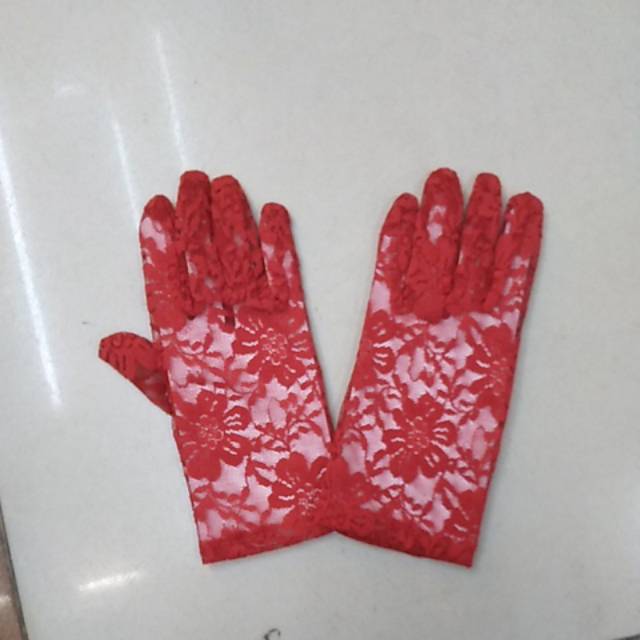 Sarung Tangan Brokat Anak Pendek- Gloves Anak Pesta