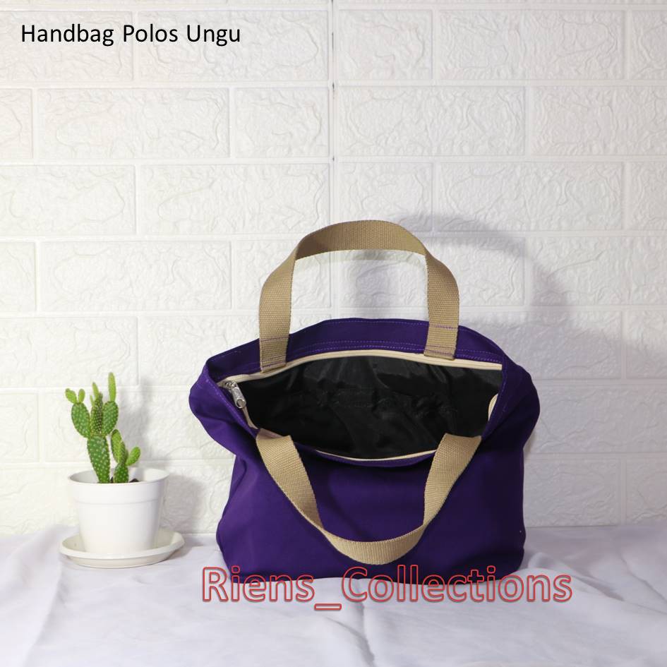 HANDBAG TAS JINJING KANVAS POLOS WARNA UNGU. TAS KANVAS. TAS JUMBO. Riens Collections