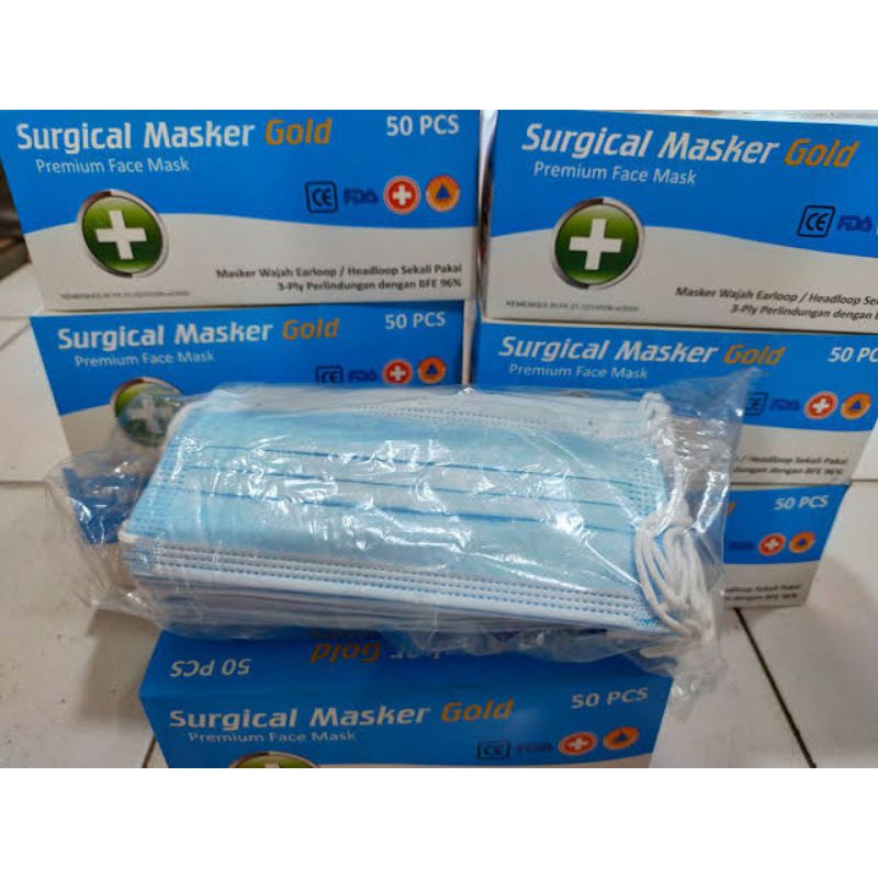 SURGICAL MASKER GOLD 50 PCS MEDAN