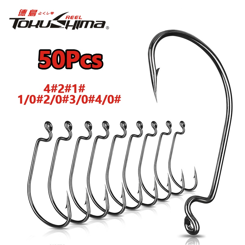 Tokushima 50pcs / Set Kail Pancing Bahan Carbon Steel Untuk Memancing Ikan Kerapu