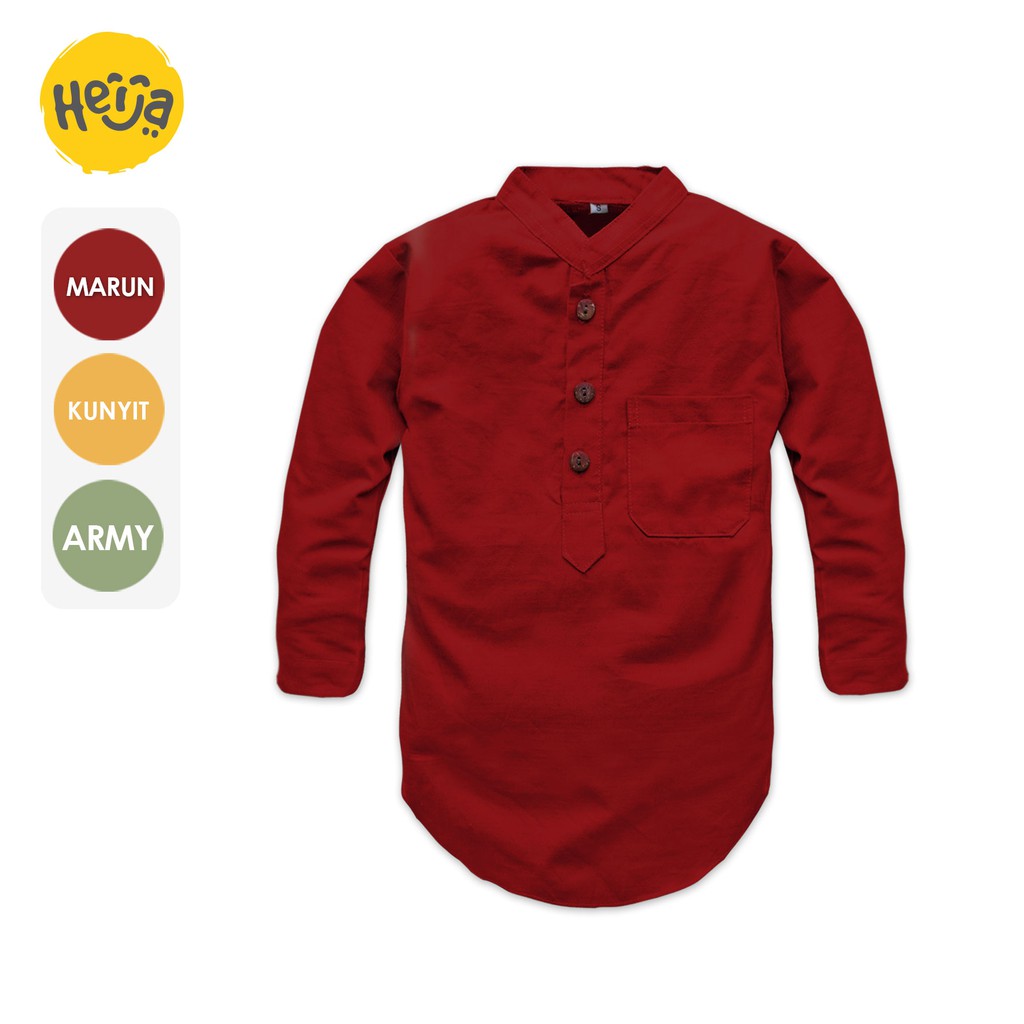 KEMEJA KOKO ANAK KURTA lengan panjang umur 1-13th Remaja Couple Ayah Dewasa - MERAH MAROON | HEIJA KIDS