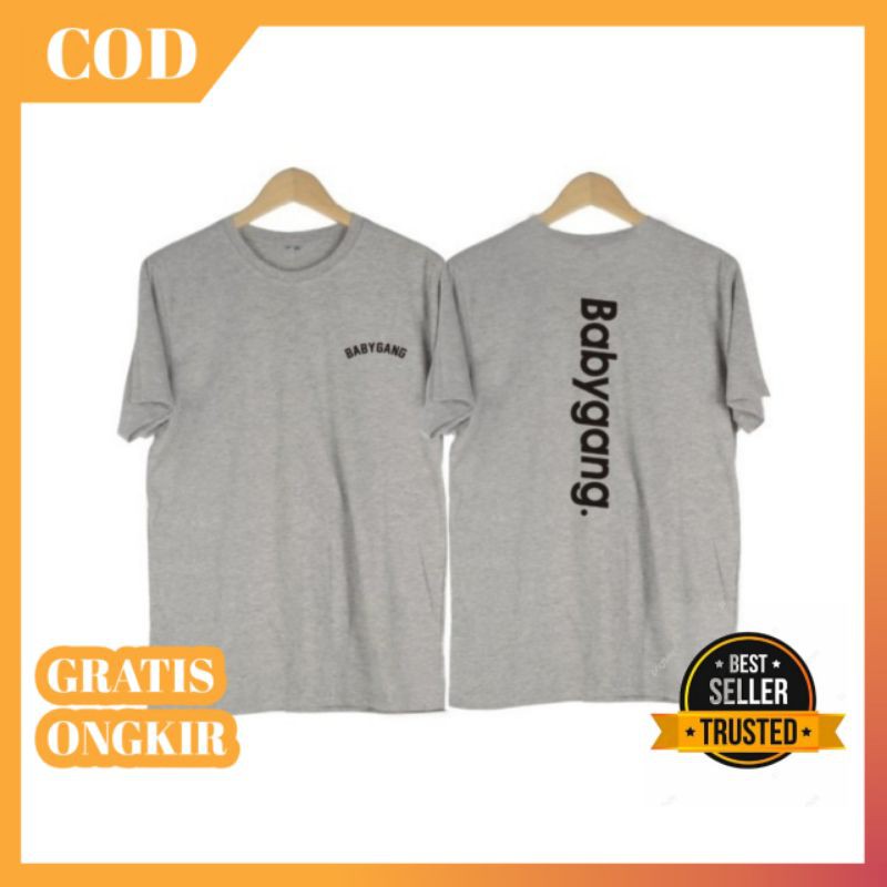 Kaos Distro Cowok Original BF072 T-Shirt Pria Babygang - Abu-abu L