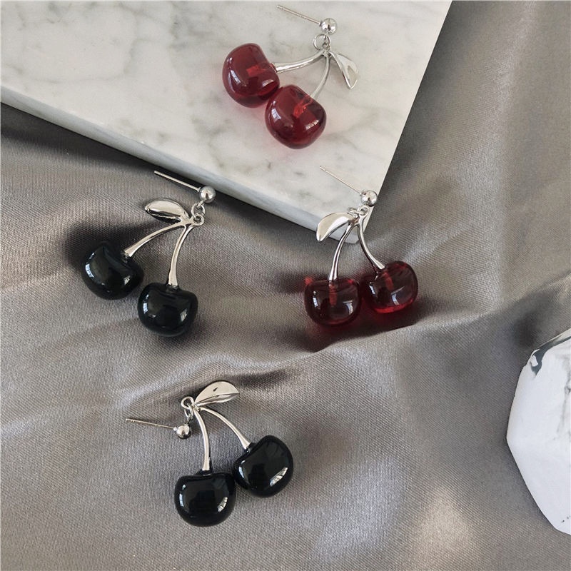 Online influencer klavikula rantai ins angin dingin black cherry kalung fashion wanita kalung hip ho