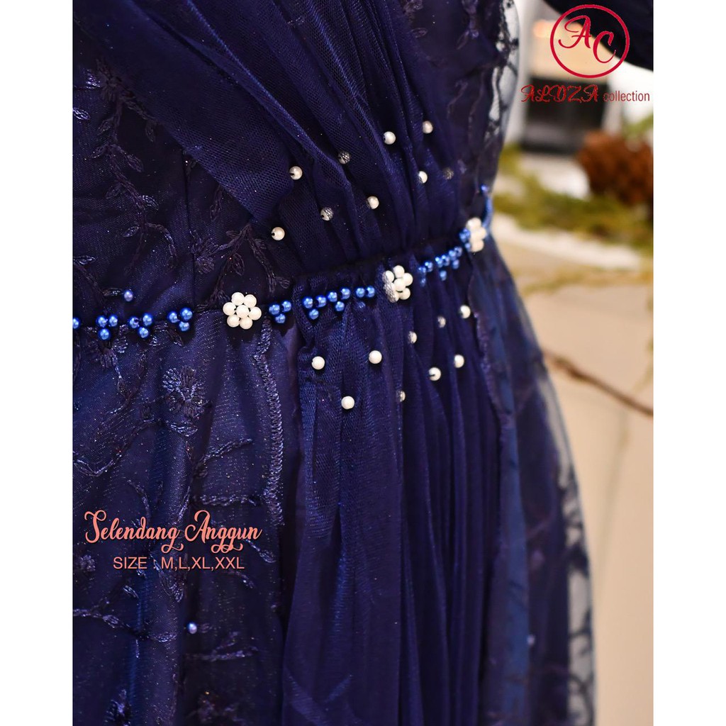 PROMO LONG DRESS TULLE MUTIARA BORDIR SELENDANG ANGGUN / LONG DRESS PESTA