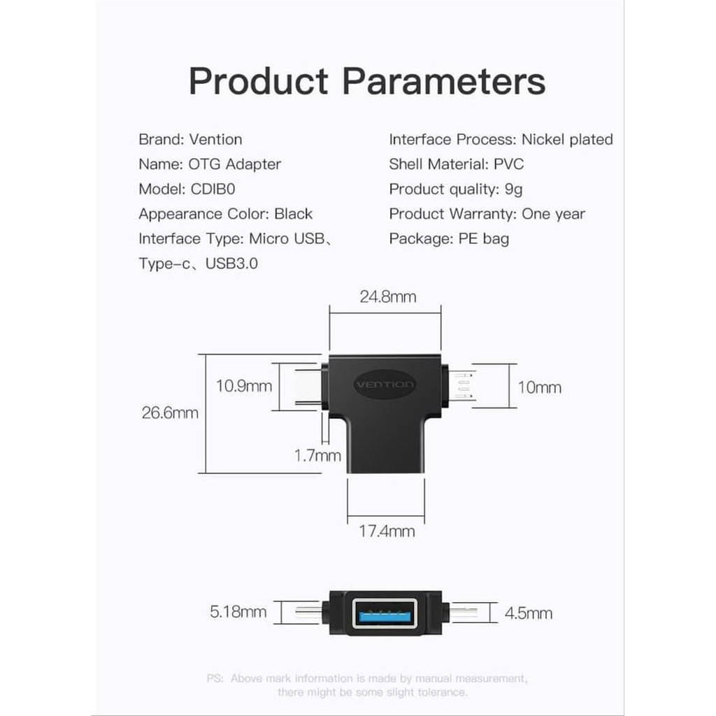 Vention [CDI] USB3.0 OTG Adapter 2in1 Type-C 3.1 Micro Usb