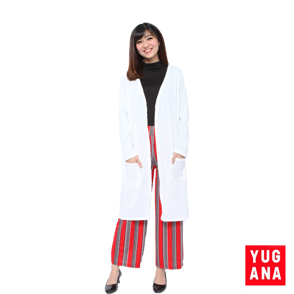 BL - CRLONG Cardigan Panjang Oversize Wanita Polos-PUTIH