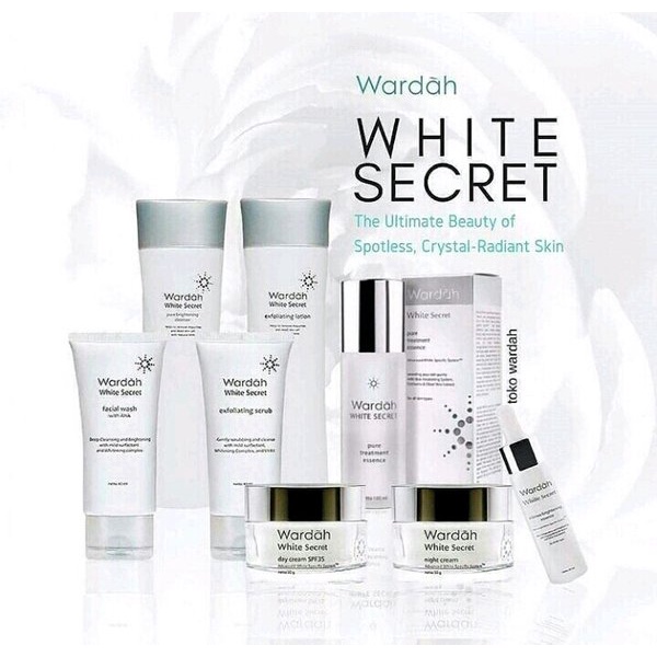 WARDAH White Crystal Secret Series - Hydrating Whitening Day Night Cream Toner Essence Serum