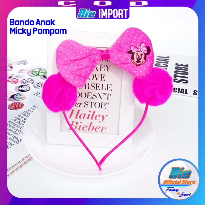 Bando Micky Mouse PomPom Preium Impor Best Seller