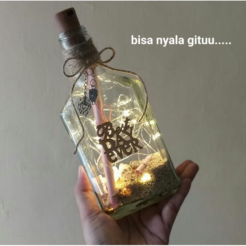 message in a bottle dengan lampu led pesan cinta birthday gift