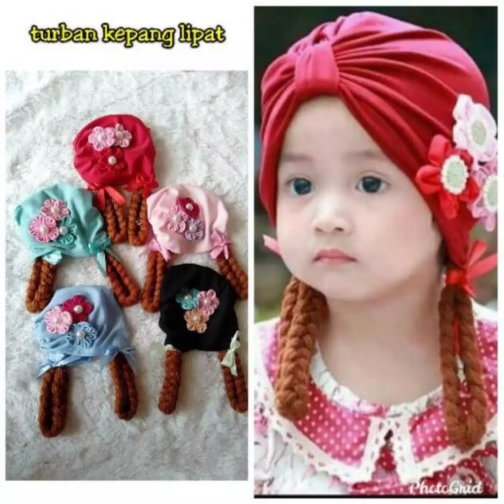 turban anak / TURBAN BUNGA KEPANG / turban bayi / baby &amp; kids /jilbab anak / PUSAT JILBAB CICALENGKA