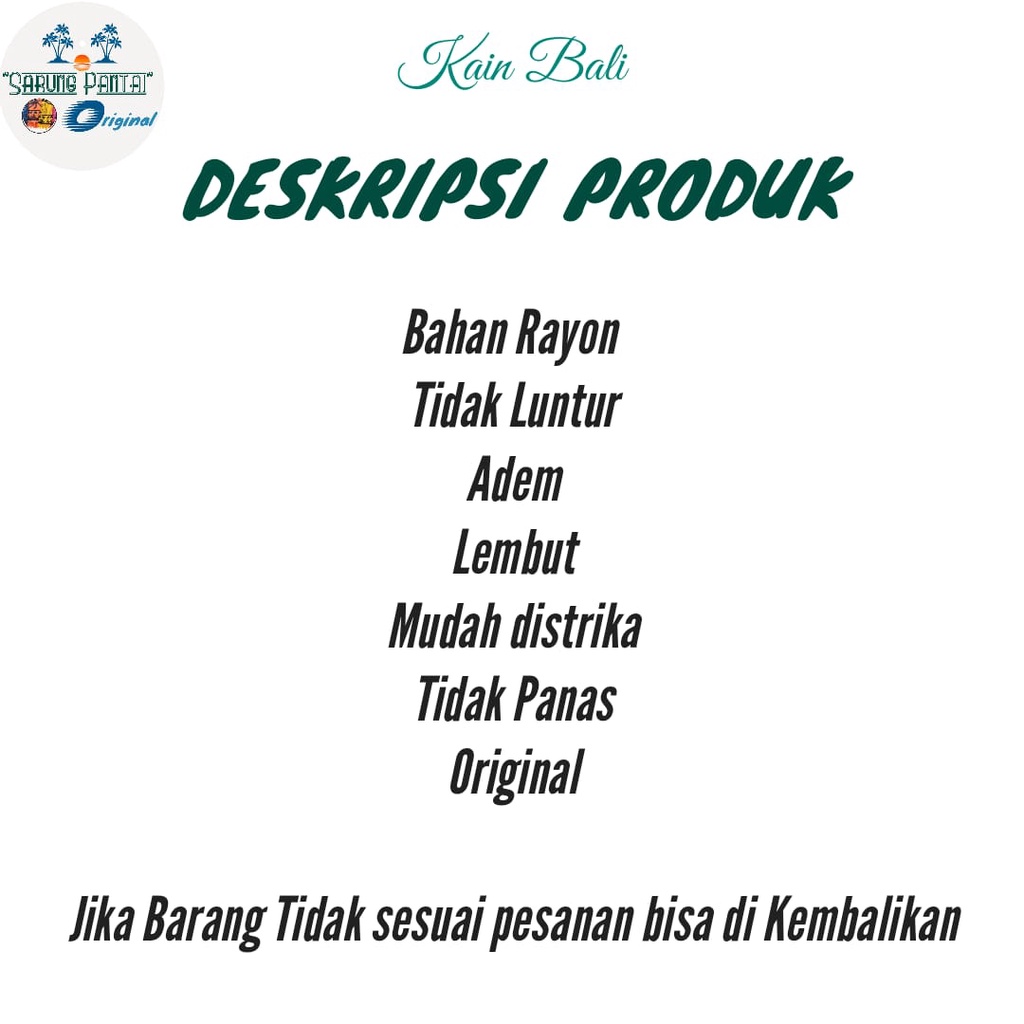 Kain Bali/Kain Wisata Pantai/Motif Saribunga Bali/165 x 120 cm/Rumbai/Sembilanmode