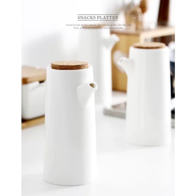 Botol Minyak/Cuka/Kecap Bahan Keramik warna PUTIH/Ceramic Oil Pot