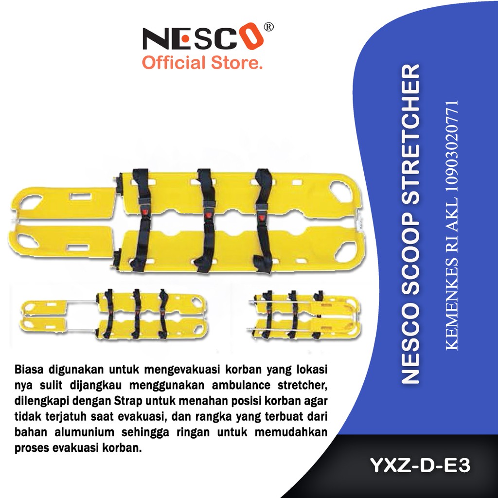 Nesco Scoop Stretcher, Type Yxz-D-E3, Tandu Lipat Medis