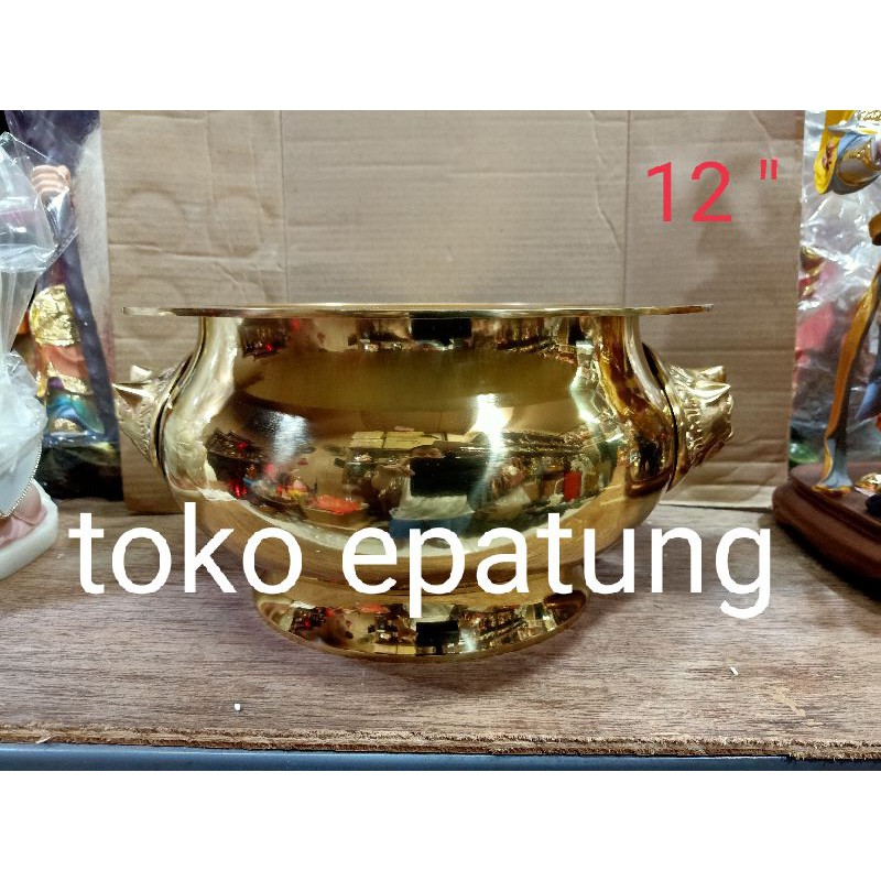 Hio Lo / hiolo/ hiulo/ hiu lo - kuningan - kepala singa - 12 inch