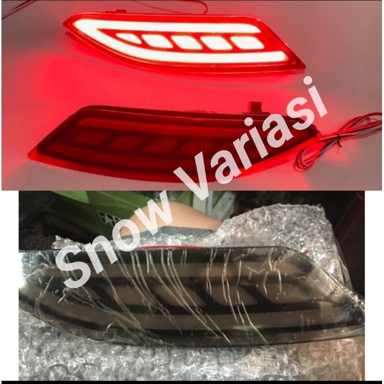 Mata kucing LED bumper hrv 2016 2018 red smoke