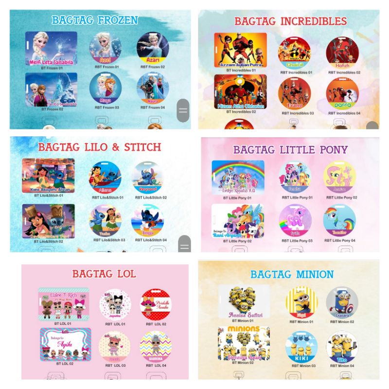 bagtag nama custom untuk tas anak tas bekal koper