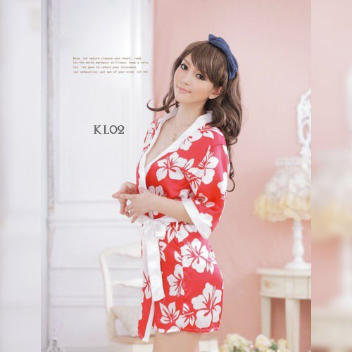 [PALING LARIS] PIYAMA KIMONO LINGERIE KIMONO BAJU TIDUR WANITA MOTIF MERAH KL02