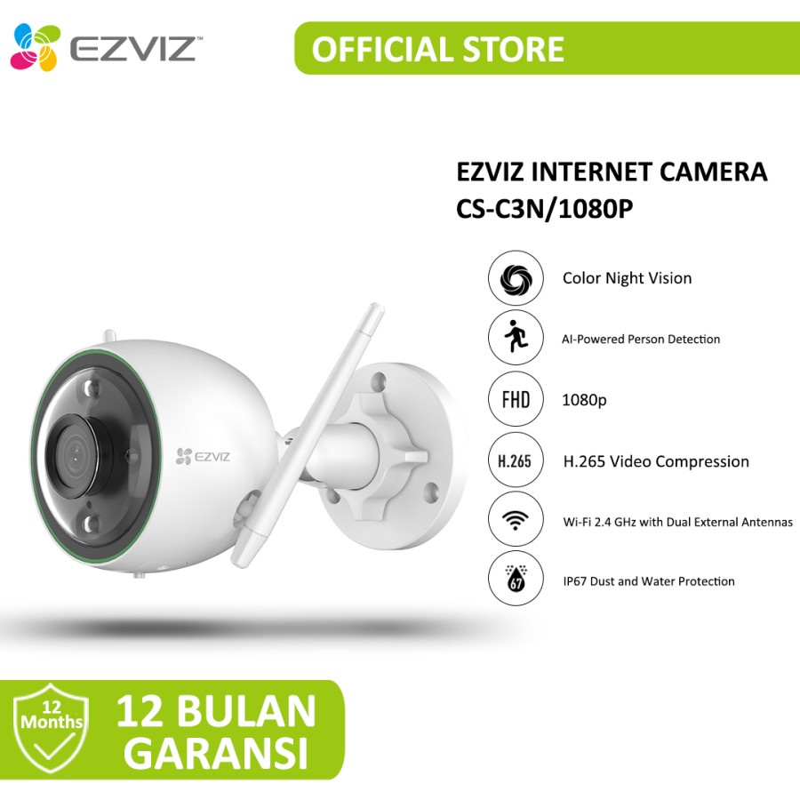 Ezviz C3N IP Cam Outdoor Color Night Vision 1080 Model CS-C3N-A0-3H2W