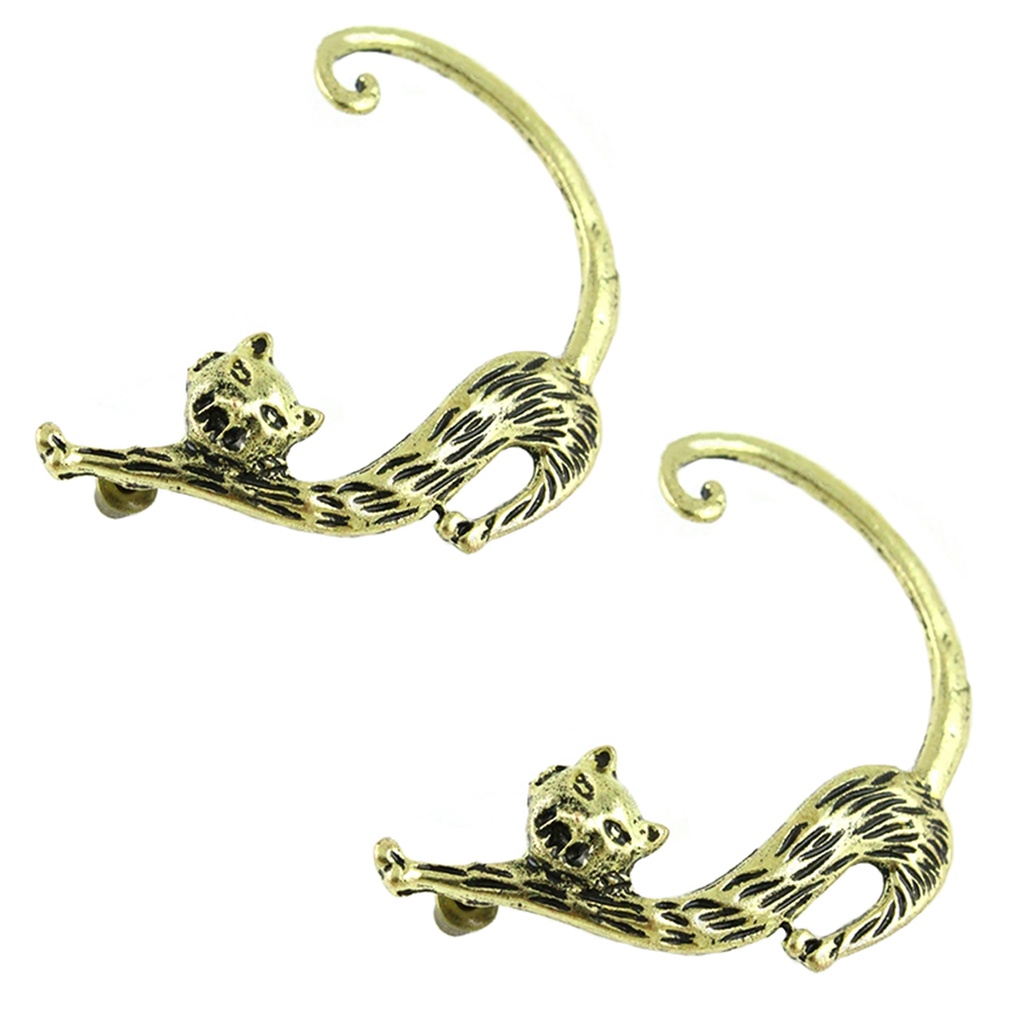 Hu Hu Hu Hu Hu Alat Bantu Pasang Kacamata♡ 1 Pasang Anting Tusuk Bentuk Kucing Gaya Vintage Punk Gothic Untuk Wanita