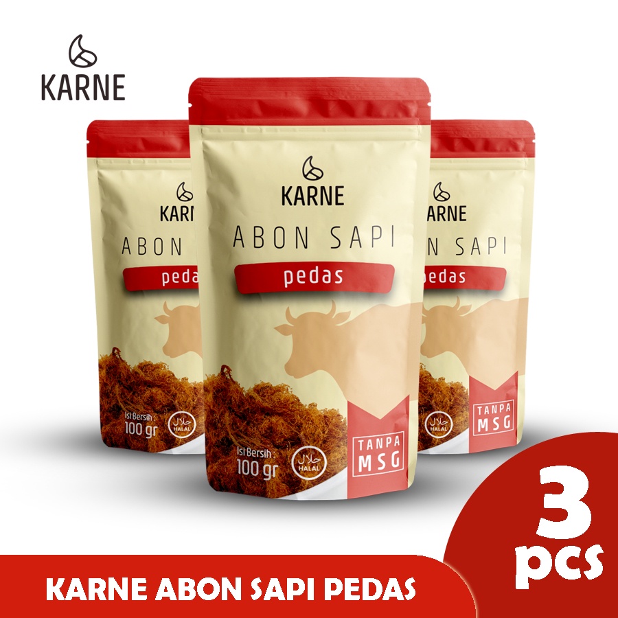

Abon Sapi Pedas Karne Paket 3pcs 100gram