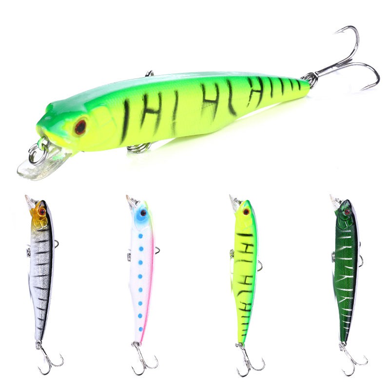 HENGJIA 2PCS Umpan Pancing Minnow 10.5CM 15.4G Fishing Lure Bentuk Ikan Kecil Kail Swimbait Bass Hard Bait