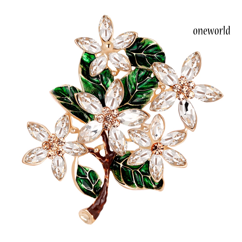 OW@ Lady Retro Multicolor Flower Enamel Rhinestone Brooch Pin Evening Party Jewelry