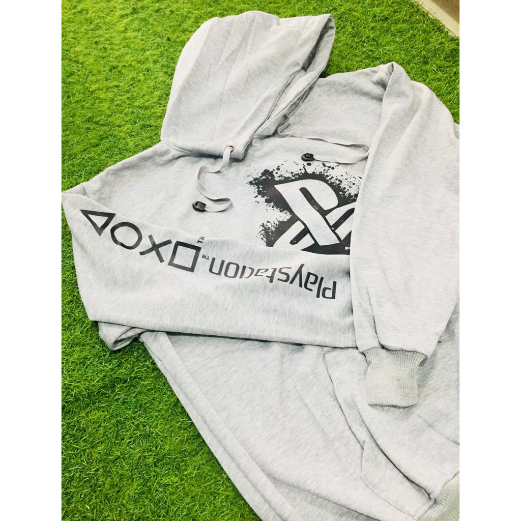 Hoodie Gamer Playstation Splash WHITE Cotton Fleece Premium Quality