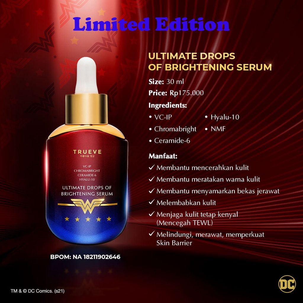 TRUVE Wonder Woman Ultimate Drops of Brightening Serum Vitamin C Pencerah Wajah Kusam Official Shop 