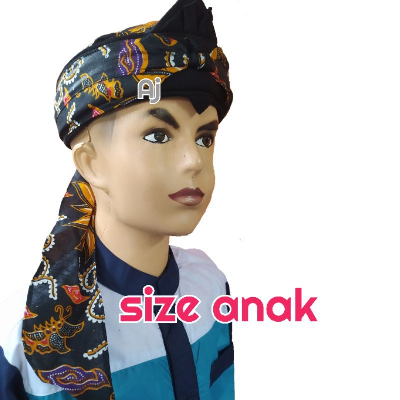 blangkon anak udeng iket sunda jawa motif batik ukuran kecil balita remaja full tutup kliwir