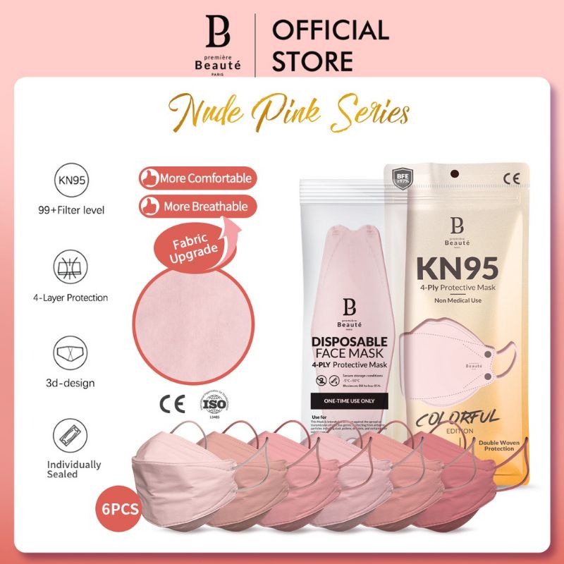 Premiere Beaute Disposable FaceMask 6/10pcs NUDE Masker KN95