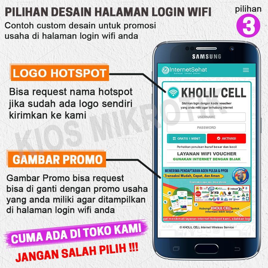 Paket Alat Usaha Wifi Voucher Hotspot Siap Pakai RT RW NET  LIMITED