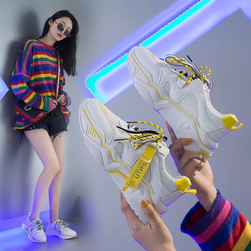 Sepatu Sneakers Snekers Snikers wanita terbaru kekinan Putih Korea Casual Olahraga sport wanita-4