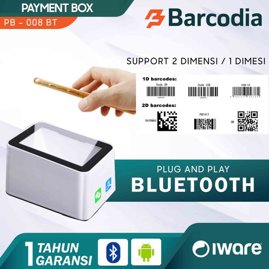 2D BLUETOOTH OMNI BARCODE SCANNER IWARE PAYMENT BOX - SCANNER DANA PB - 008BT