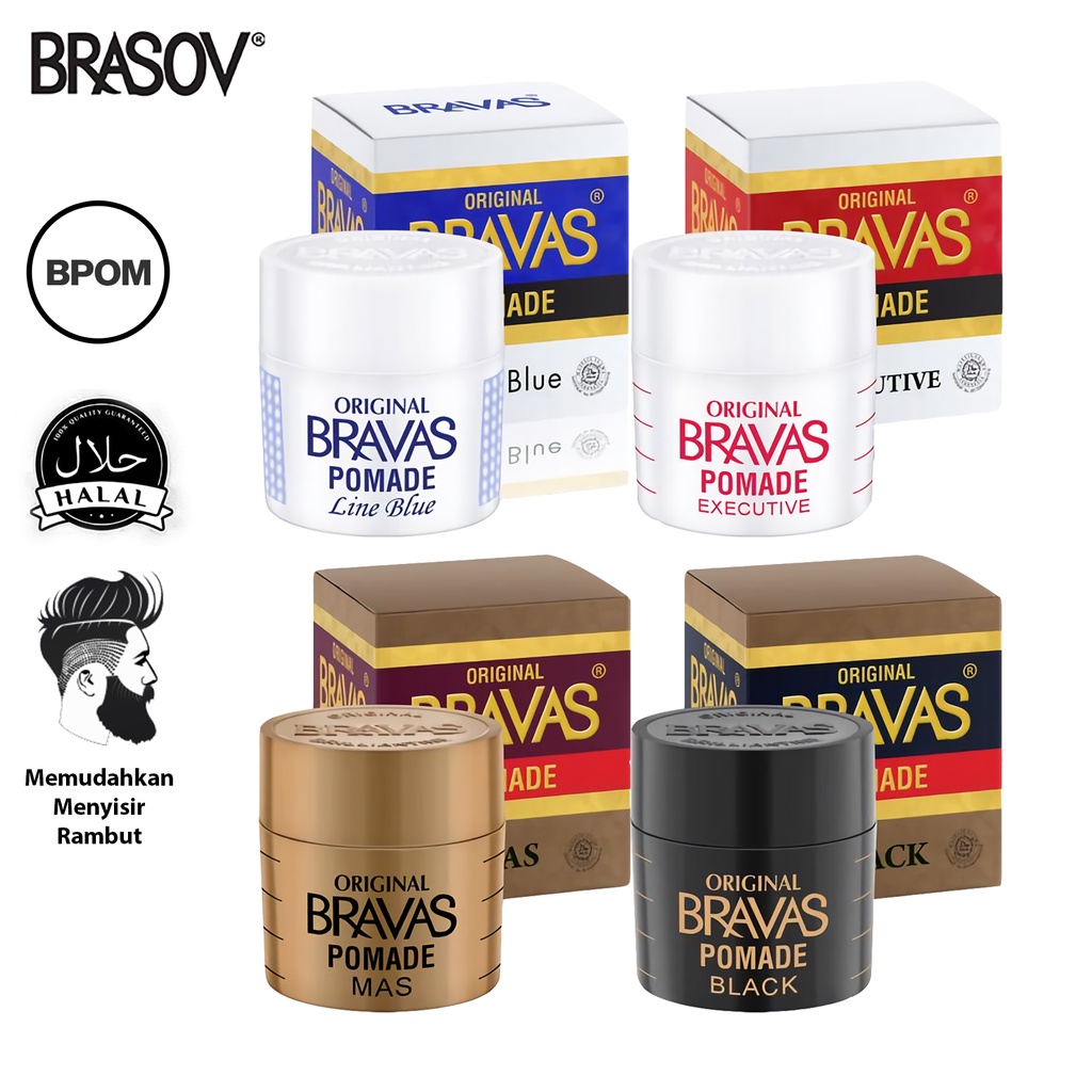 𝐑𝐀𝐃𝐘𝐒𝐀 - BRAVAS Pomade Halal 80 G Penata Rambut Berbasis Minyak Executives