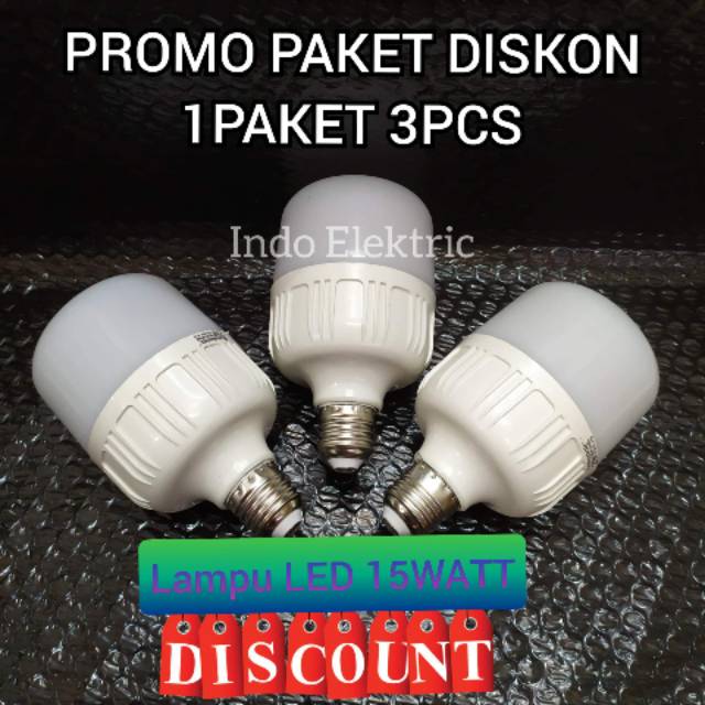 MURAHHH (1PAKET 3PCS) LAMPU LED KAPSUL 15WATT PUTIH SUPER TERANG