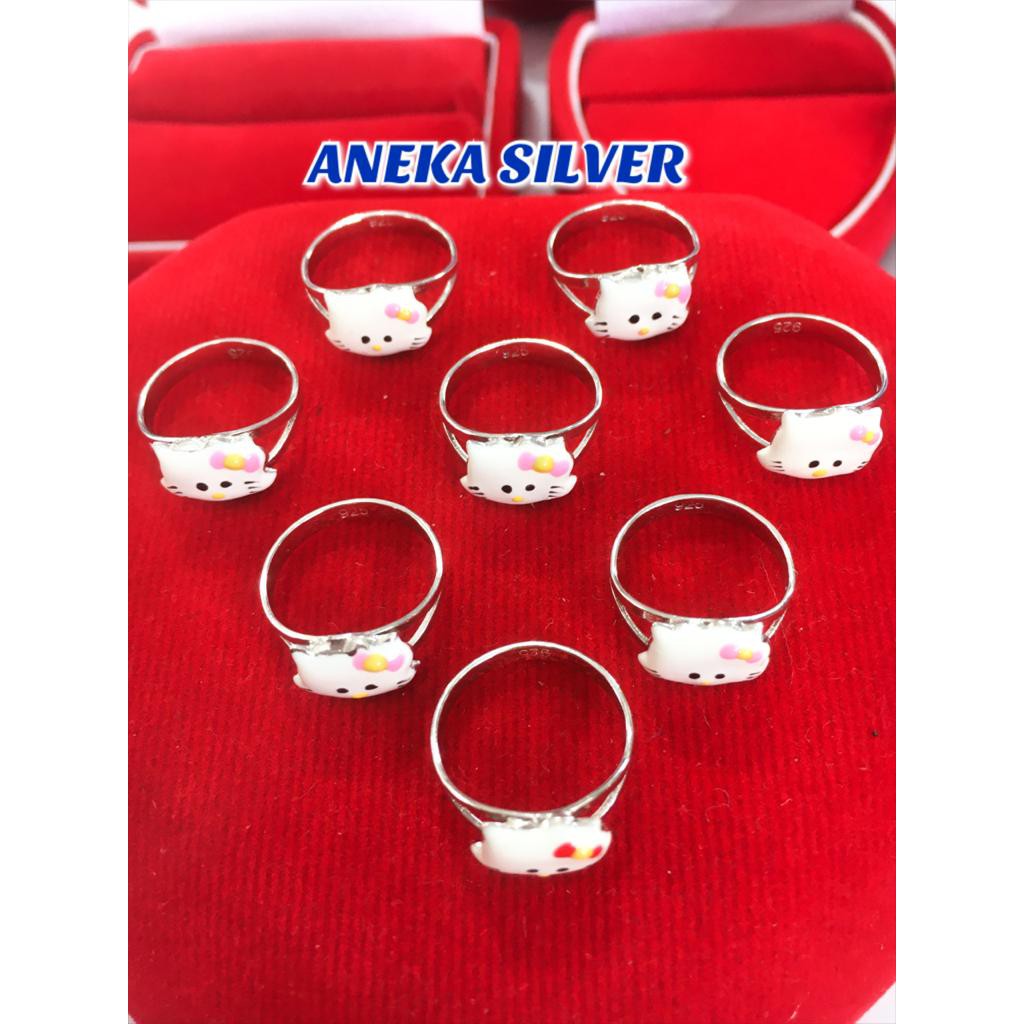 Cincin anak cat hello kitty, perak 925,sepuh emas putih