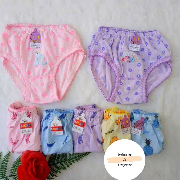 6 Pcs Celana Dalam Anak Perempuan - Random Motif Mix Warna - Murah Berkualitas