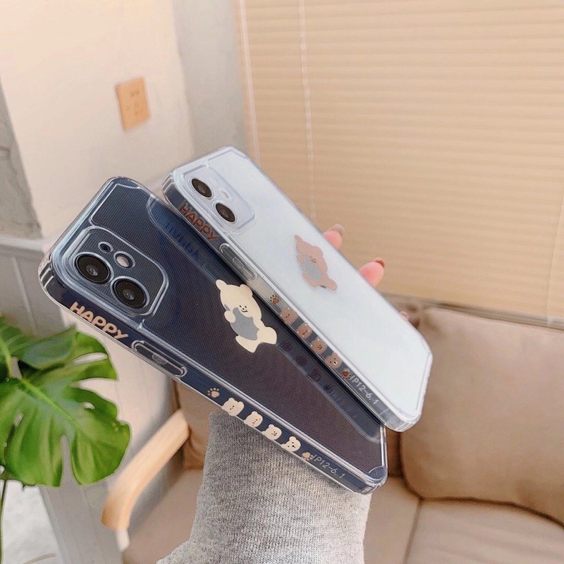 Side printed bear square edge case iphone 7 8 se 2020 8+ x xs xsmax 11 12 pro