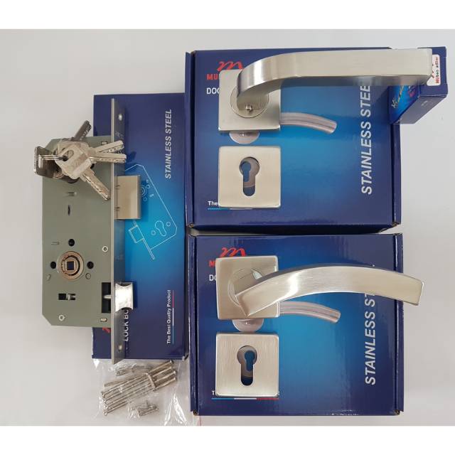Handle Pintu Roses / Handle Pisah + Body Kunci Besar MULLER Paket Bundle