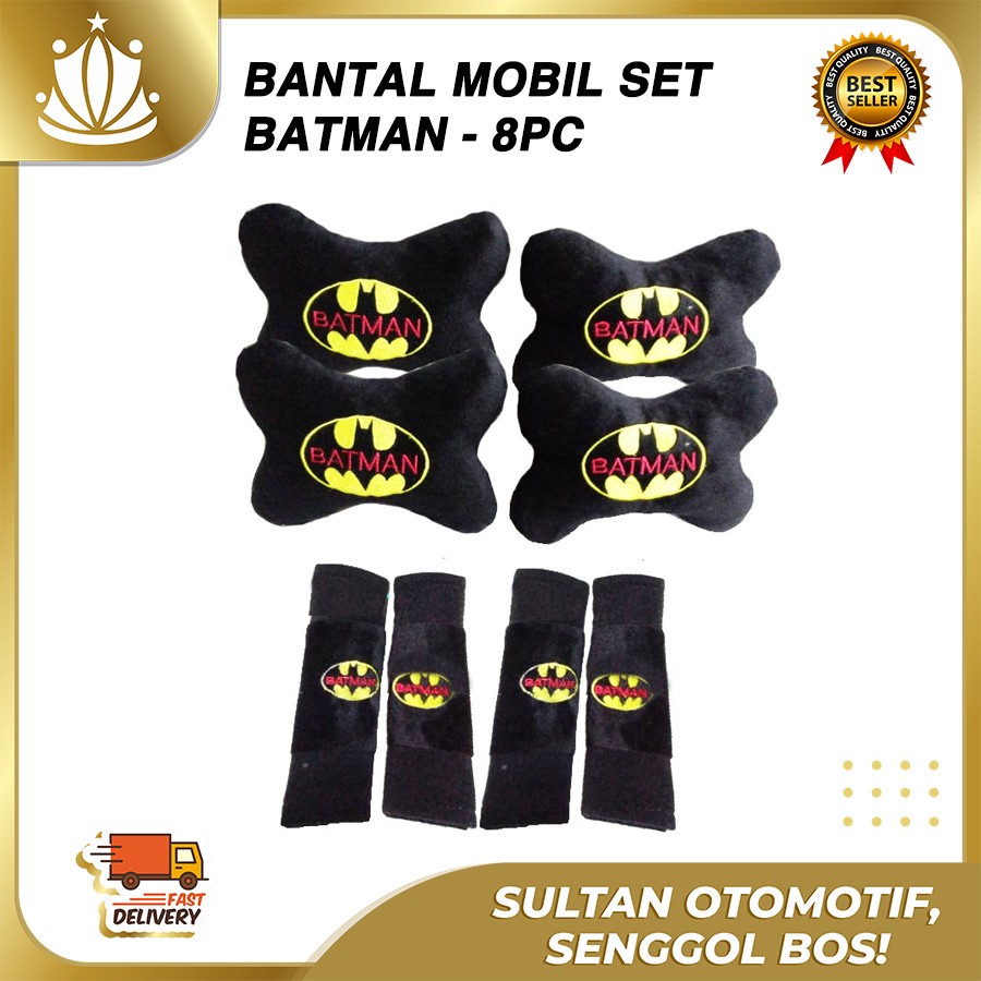 Bantal Jok Mobil Batman Set 8 PC / Bantal Leher Mobil Batman 8 PC PROMO MURAH