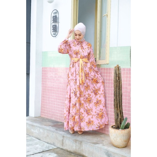 WARDAH PINK casual dress ootd gamis pesta ceruty