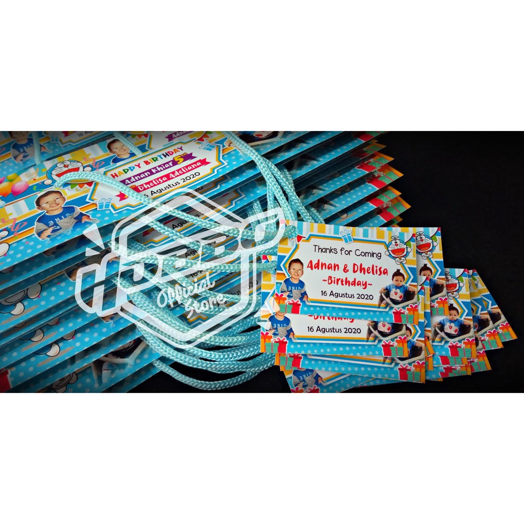 23x40 + Thanks Card - Label Jajan Ultah - Goodie Bag Ulang Tahun - Plastik Snack-2