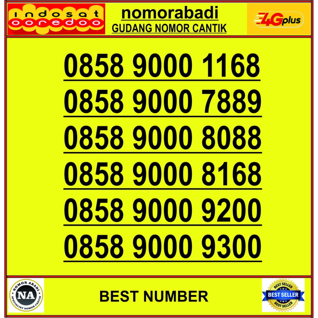 nomorcantik kartu perdana indosat 4G 0858 9000 XXXX H1000