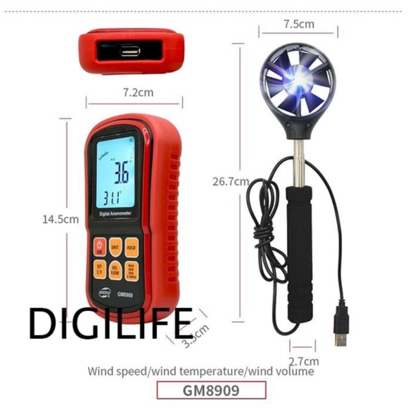 

Ready Stock Anemometer Telescopic Benetech GM-8909 Wind Meter Flow Tester GM8909