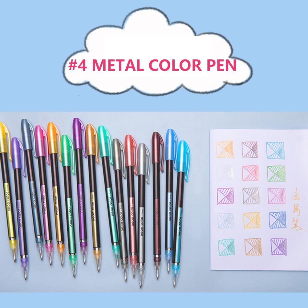 Mxbeauty Glitter Gel Pulpen Set Anak Rollerball Kantor Sekolah Perlengkapan Alat Tulis Flash Marker Pen Flash Stabilo Berwarna Penandatanganan Pulpen
